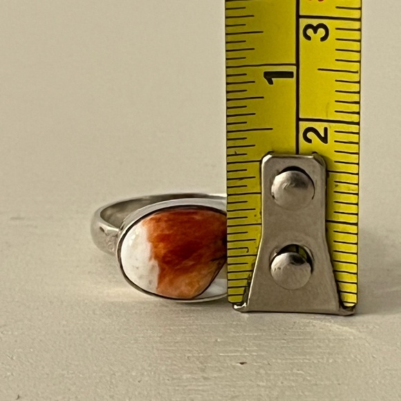 925 Solid Sterling Silver Copper Orange Spiny Oyster Ring Size 7.75 - Picture 9 of 10